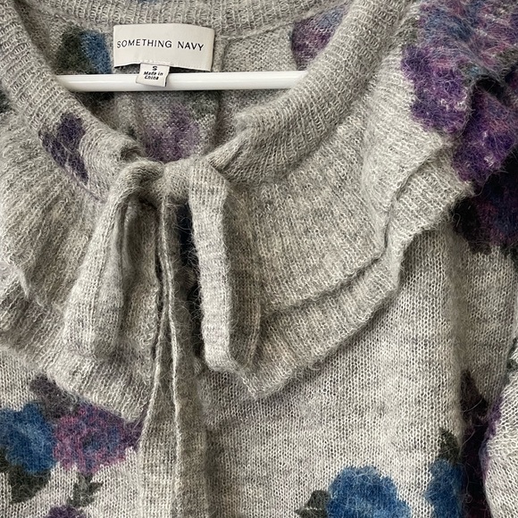 Something Navy Floral Ruffle Sweater - Picture 7 of 9